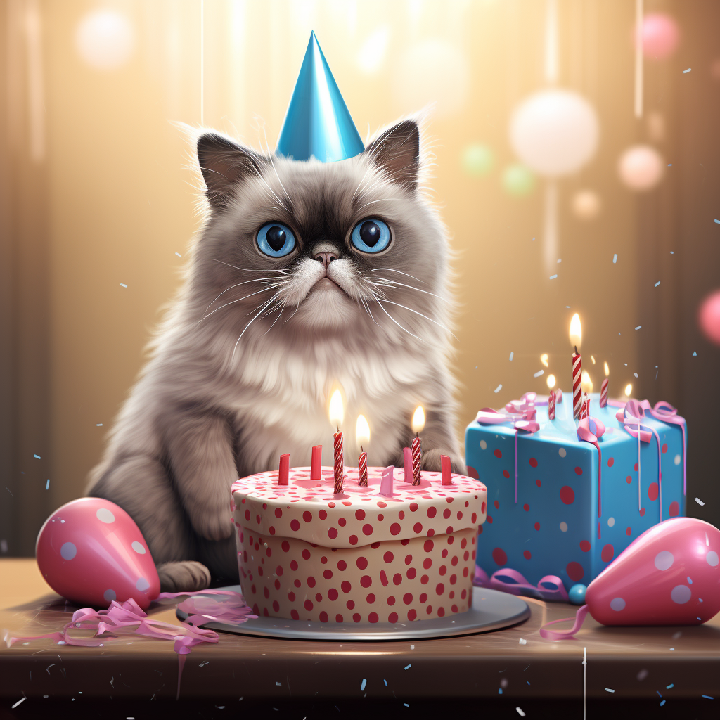 Cute grey cat with hazel eyes for Saely Maria's birthday