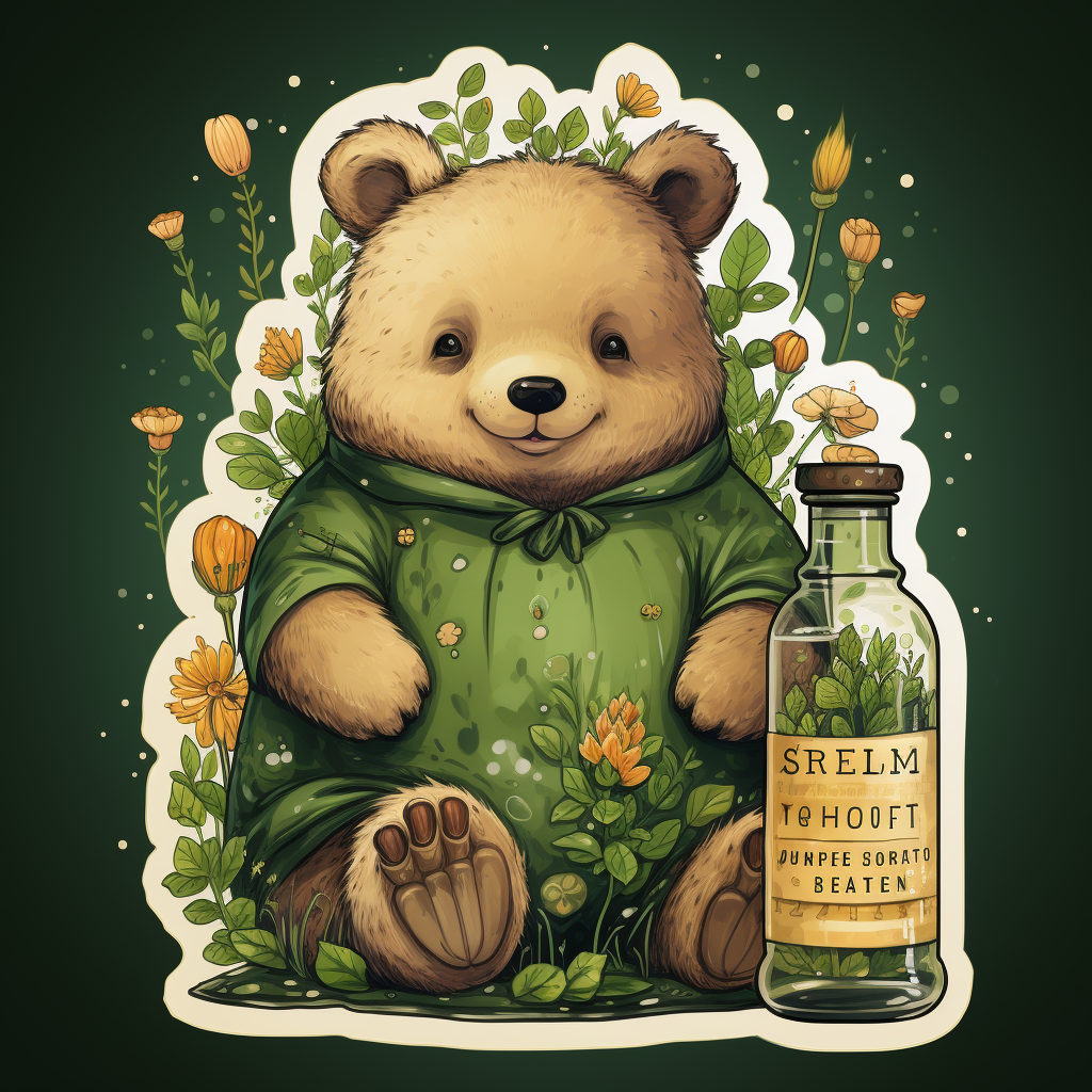 Happy bear drinking weed magic oil