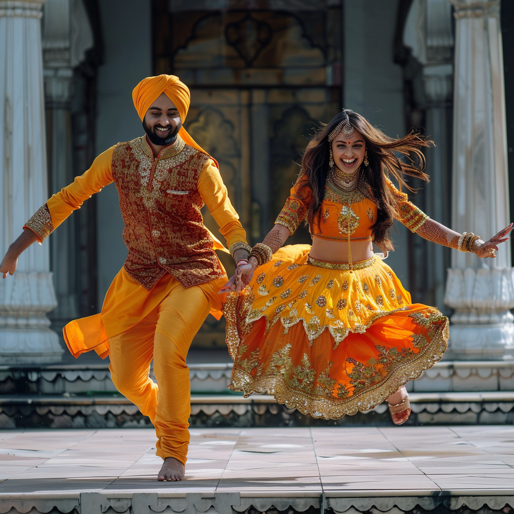 Happy Bhangra Dancers Smiling Together