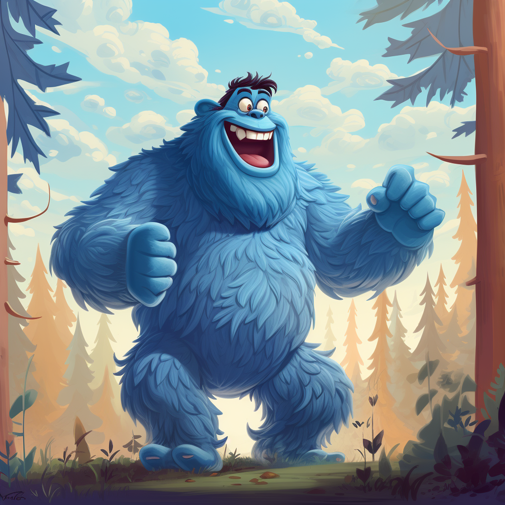 Happy Bigfoot in Bluey Style