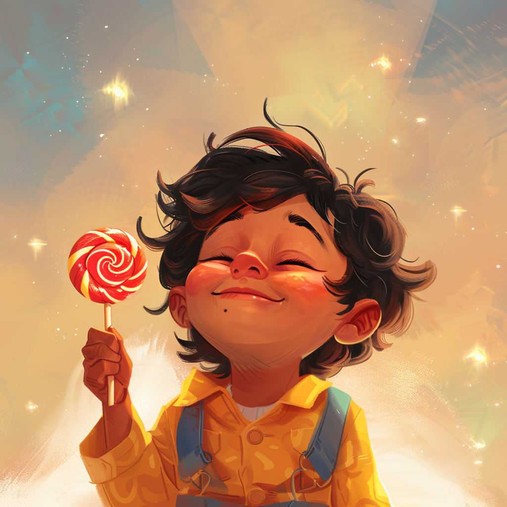 Boy with lollipop looking at sky