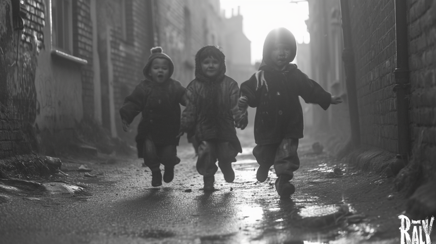 British street kids playing happily