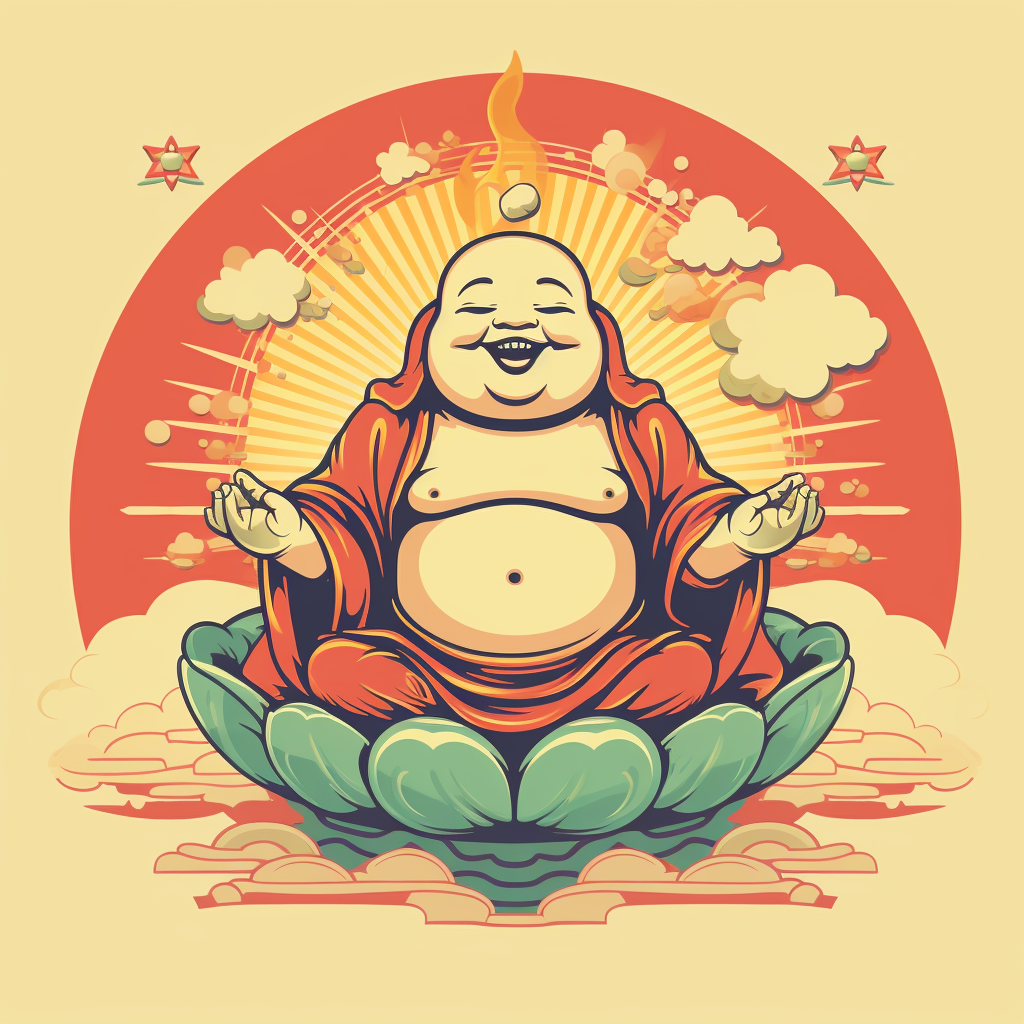 Happy Buddha on Light Background