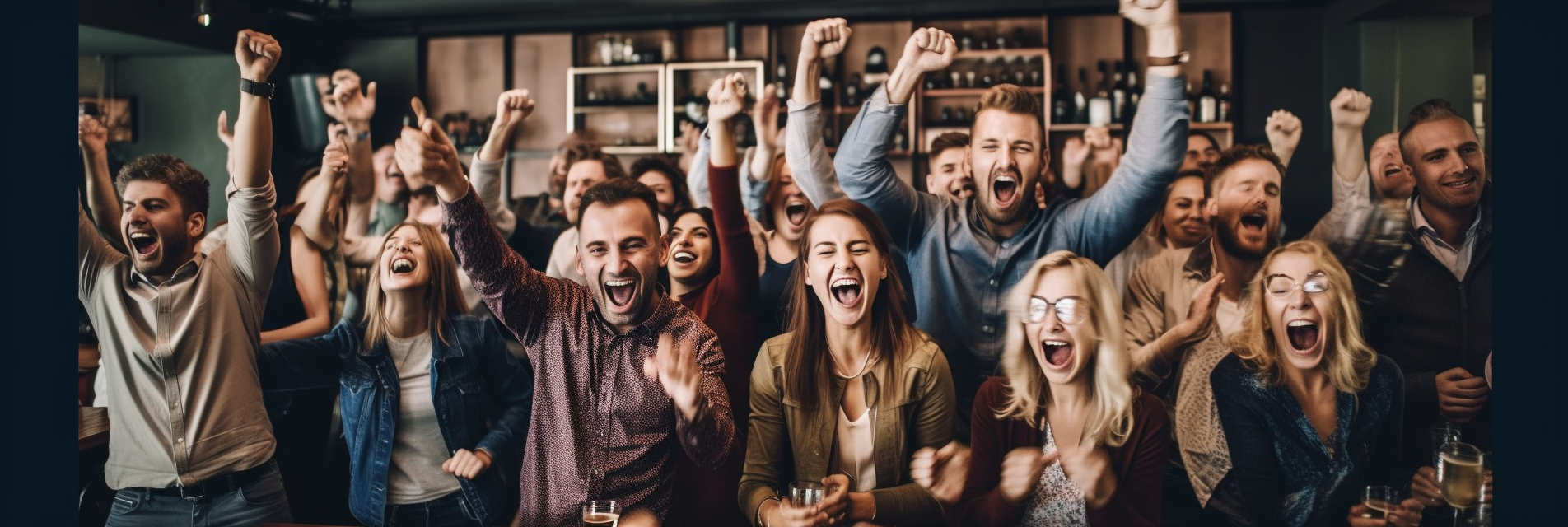 Group of Happy People Cheering at Speech