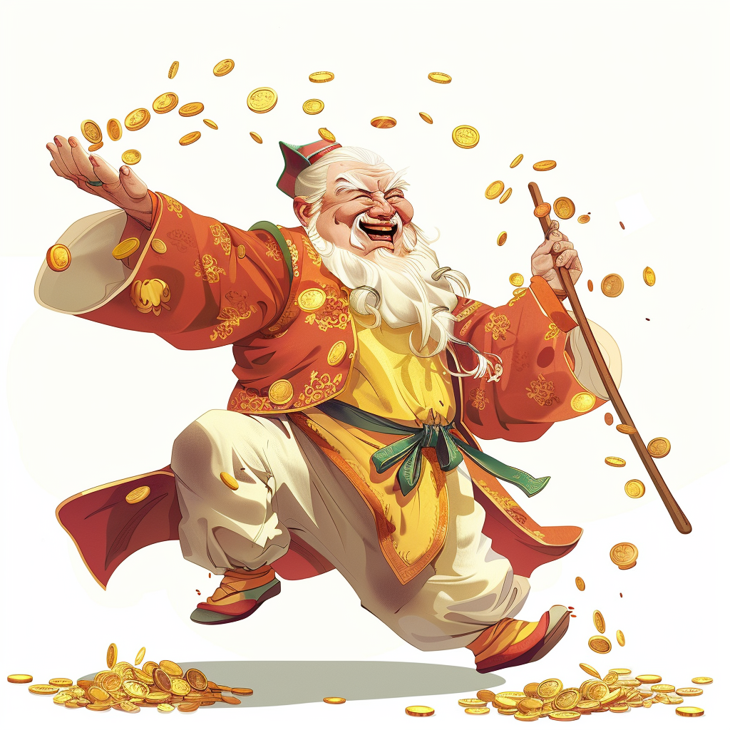 Cartoon of happy Chinese man dancing