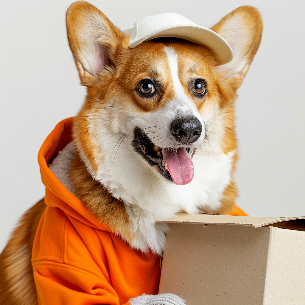 Happy corgi delivery dog image