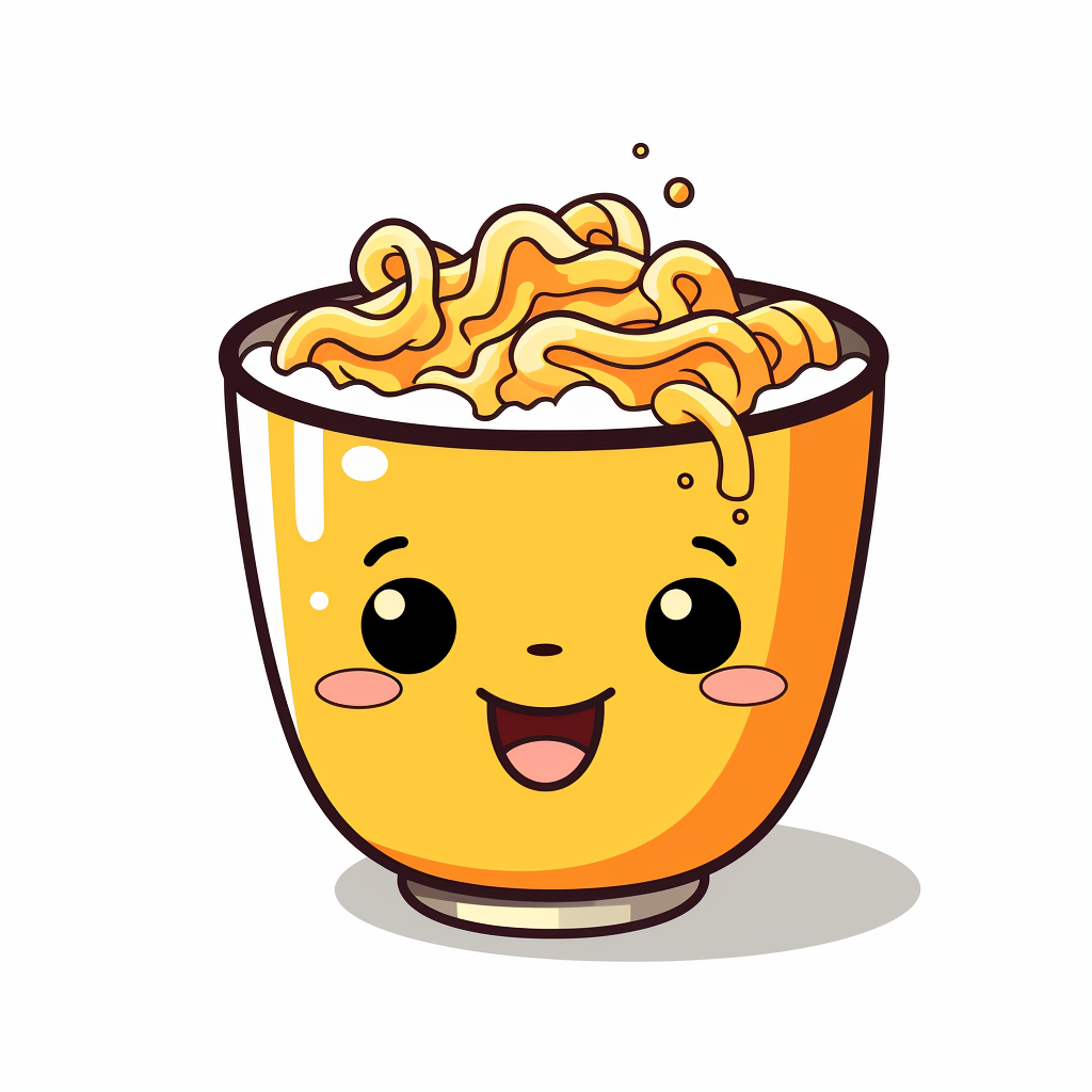 Illustration of a happy cup ramen