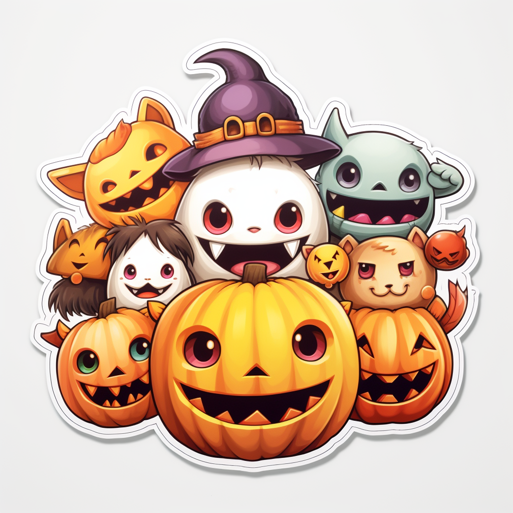 Happy cute Halloween characters sticker