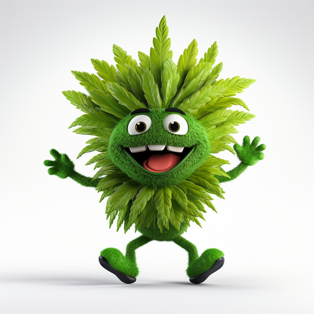 Happy Cute Marijuana Mascot Dancing