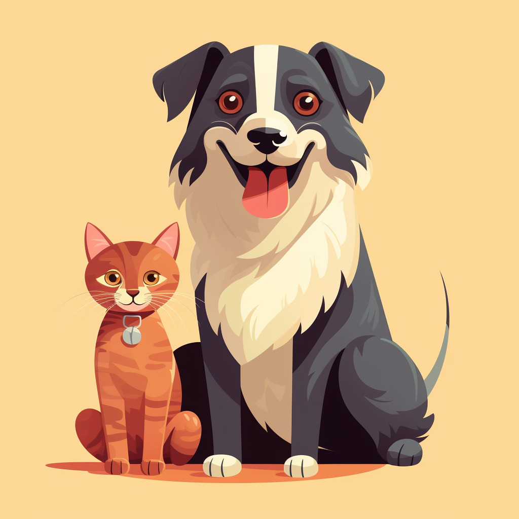 Happy dog and cat illustration