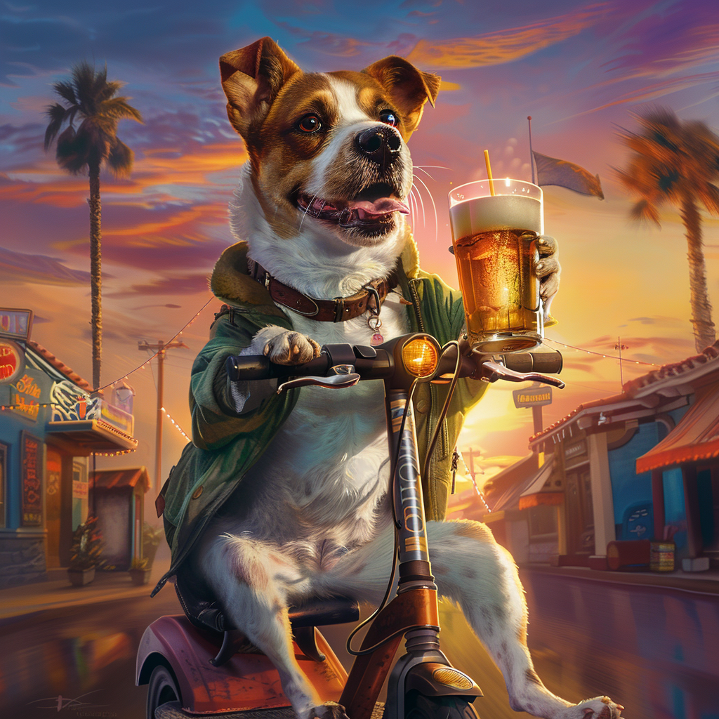 Dog E-Scooter Beer Search