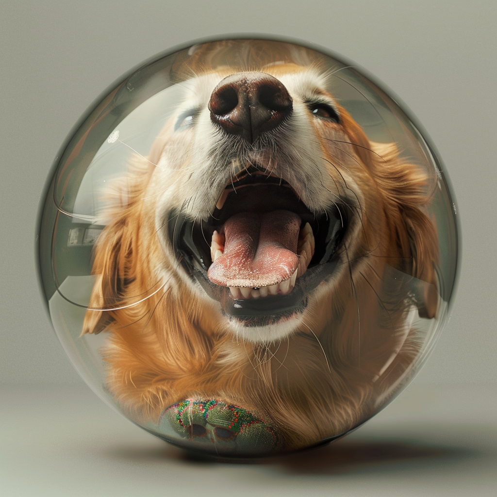 Dog balancing toy on nose