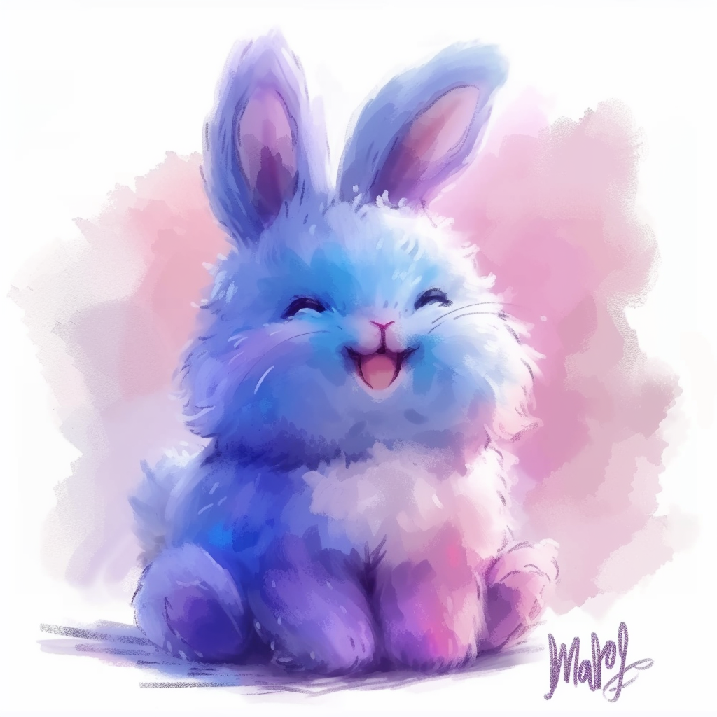 Cute Easter Bunny Watercolor Pastel Illustration