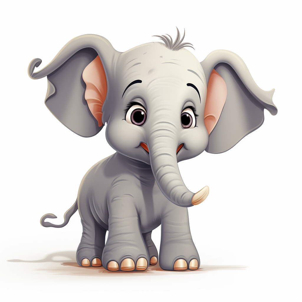 Cartoon Happy Elephant on White Background