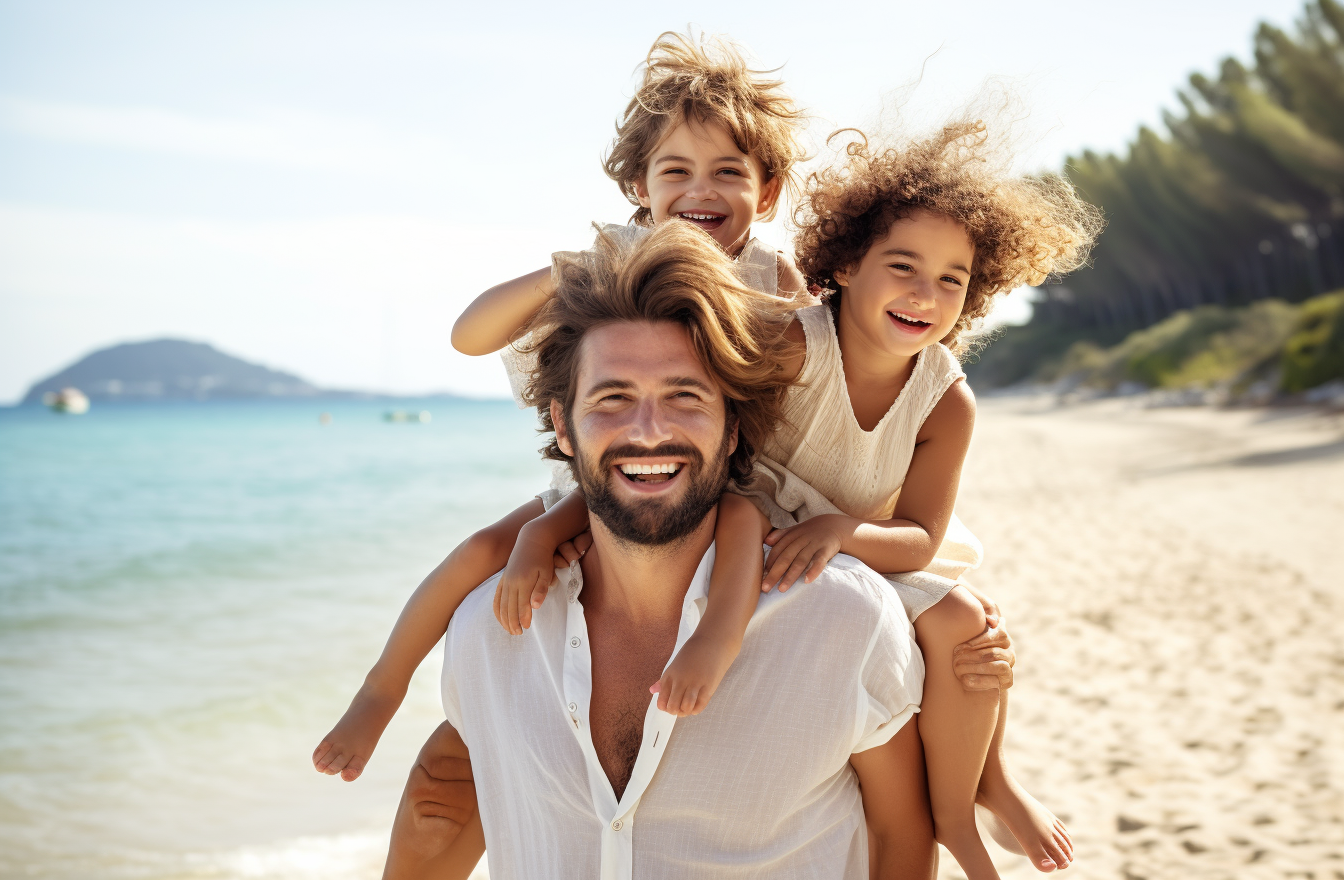 happy family beach fun vacation