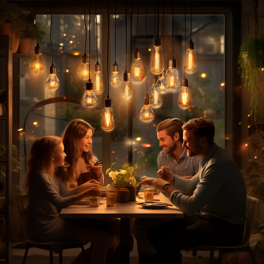 Happy Family Cozy Dinner Table