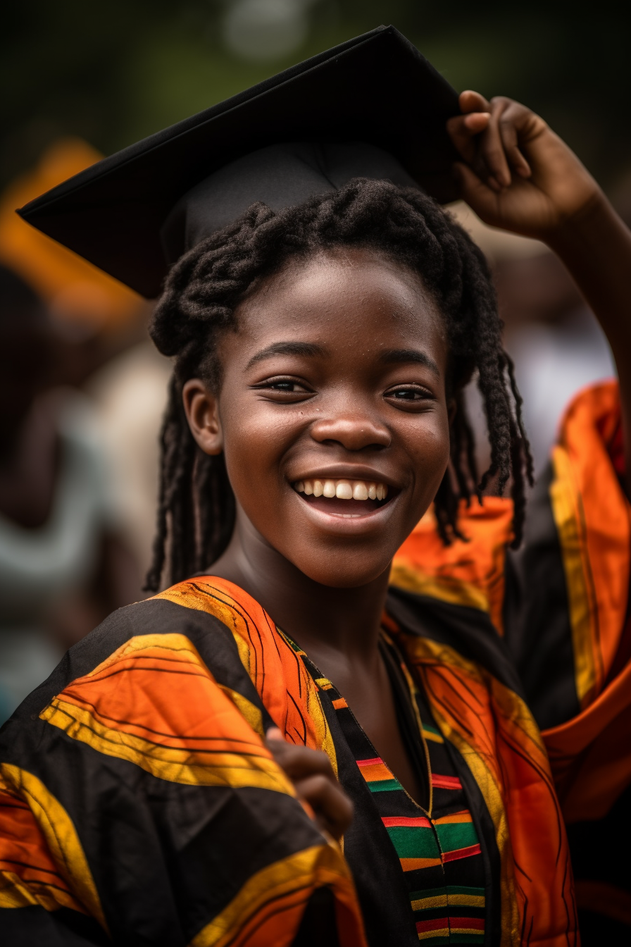 Smiling female graduate celebrating her success