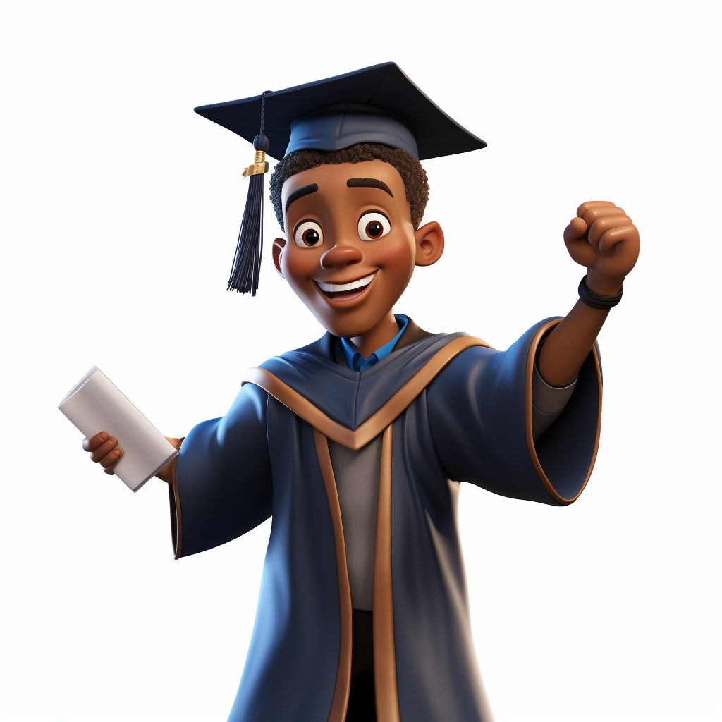 African American boy with graduation cap and diploma