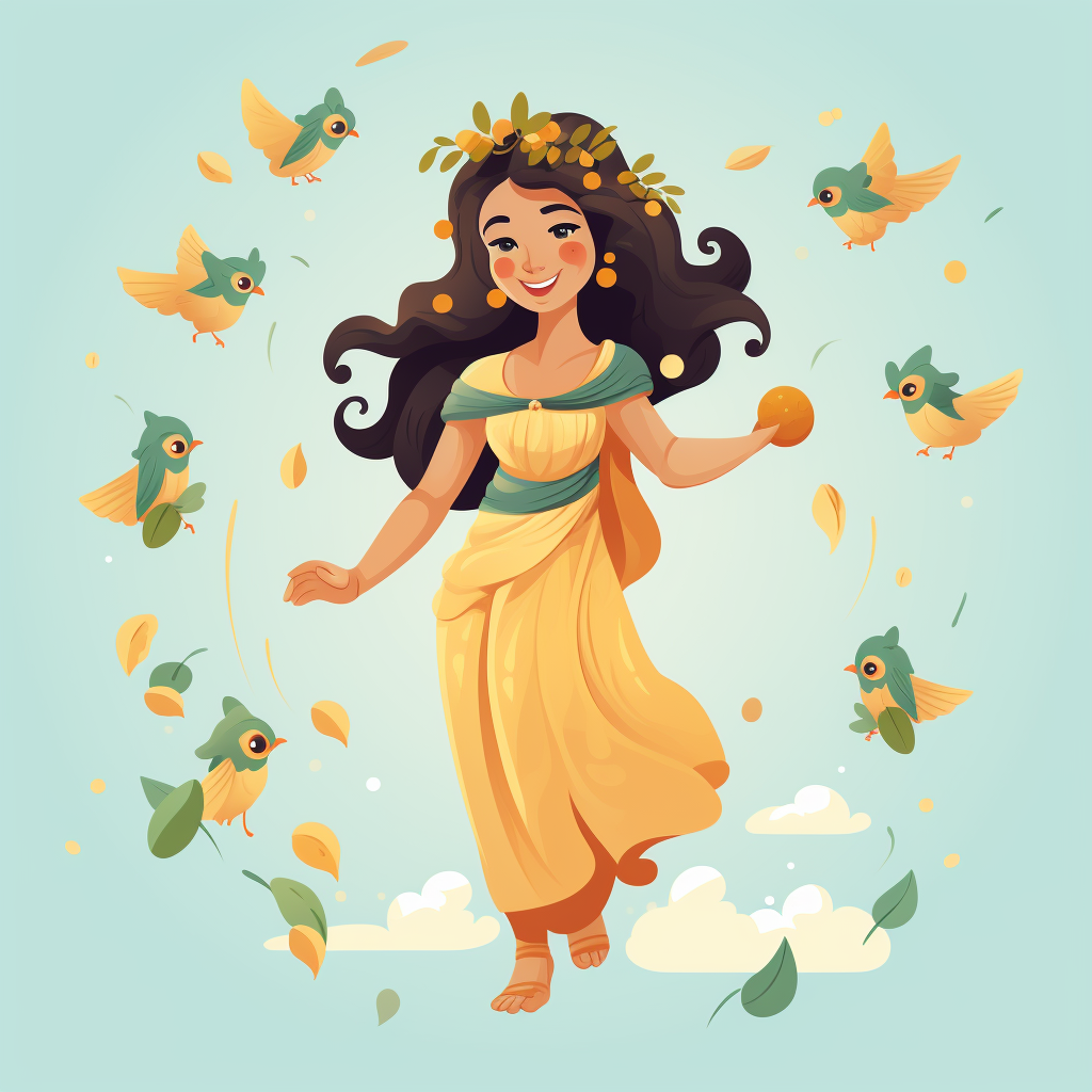 Happy Greek Goddess Cute Illustration