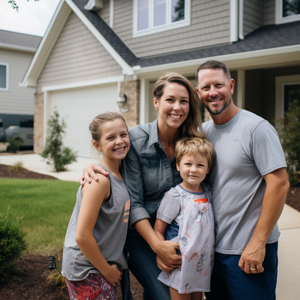 Smiling happy homeowner with family