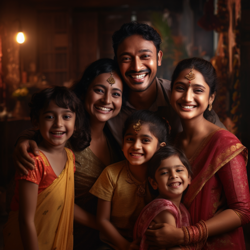 Happy Indian family with smiles