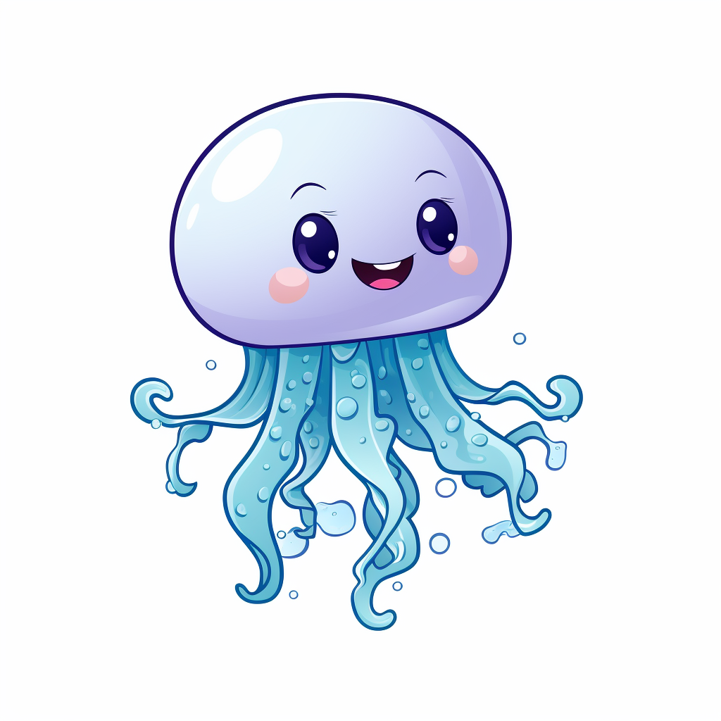 Cartoon jellyfish on white background