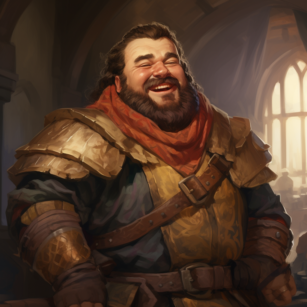 Happy male dwarf in Pathfinder 2E style