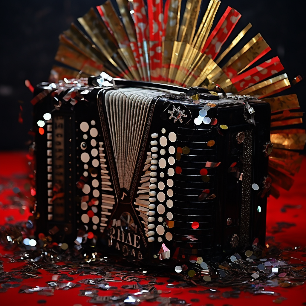 Happy New Year  written on a button accordion