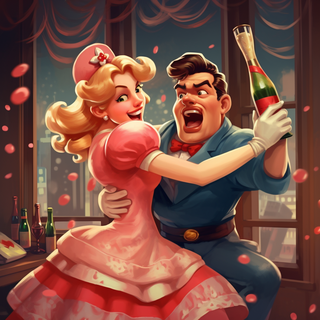 Happy New Year with Mario and Peach