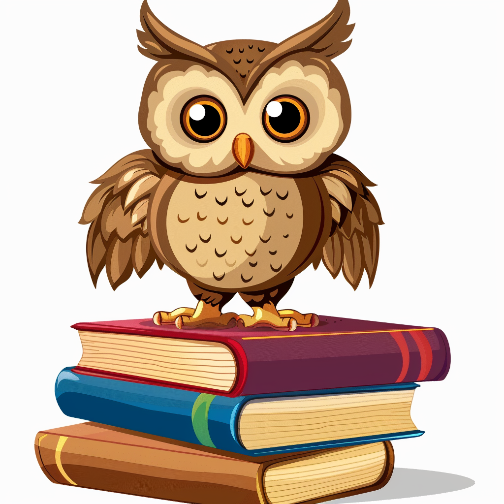 Cute owl with preschool books