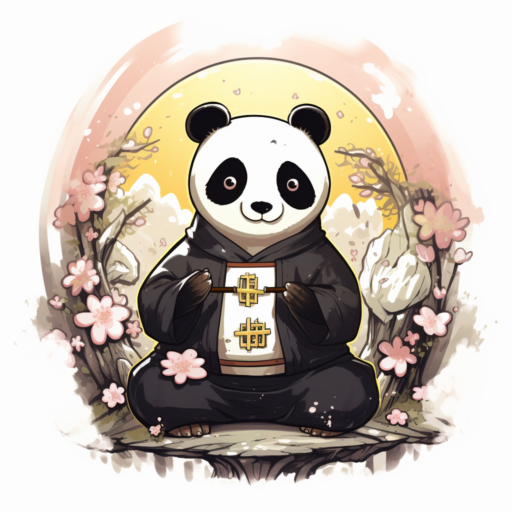 Happy panda in pleasant anime style