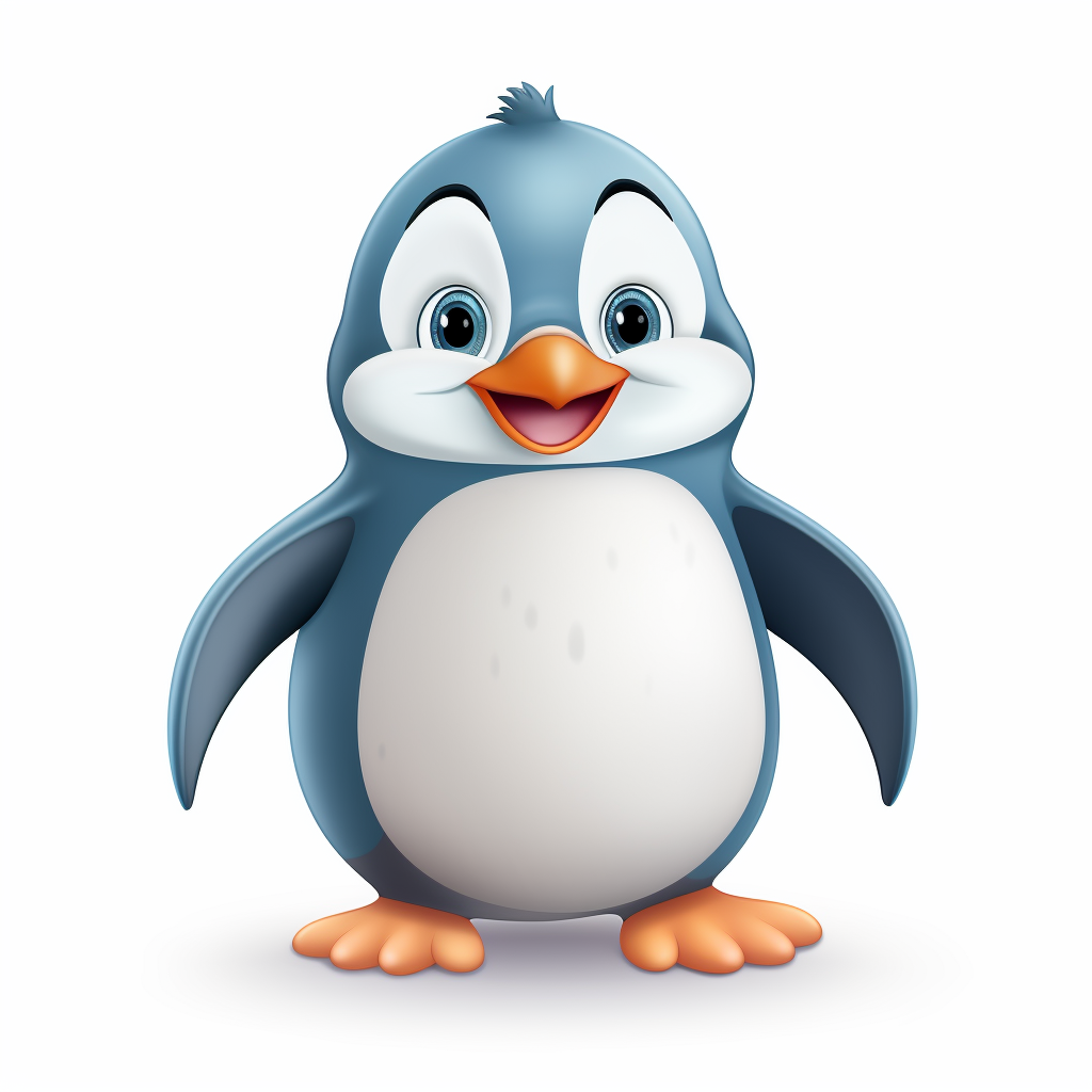 Cute happy penguin on white background