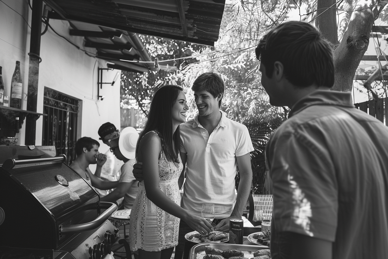 Happy People Sharing BBQ Patio