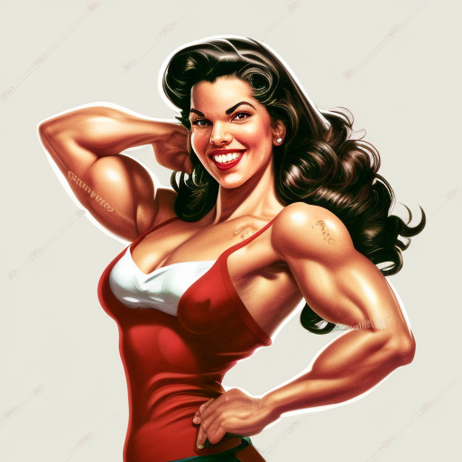 Beautiful Pin-Up Woman Flexing Bicep