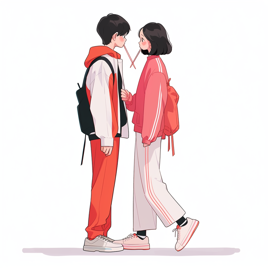 Couple holding small Pocky sticks