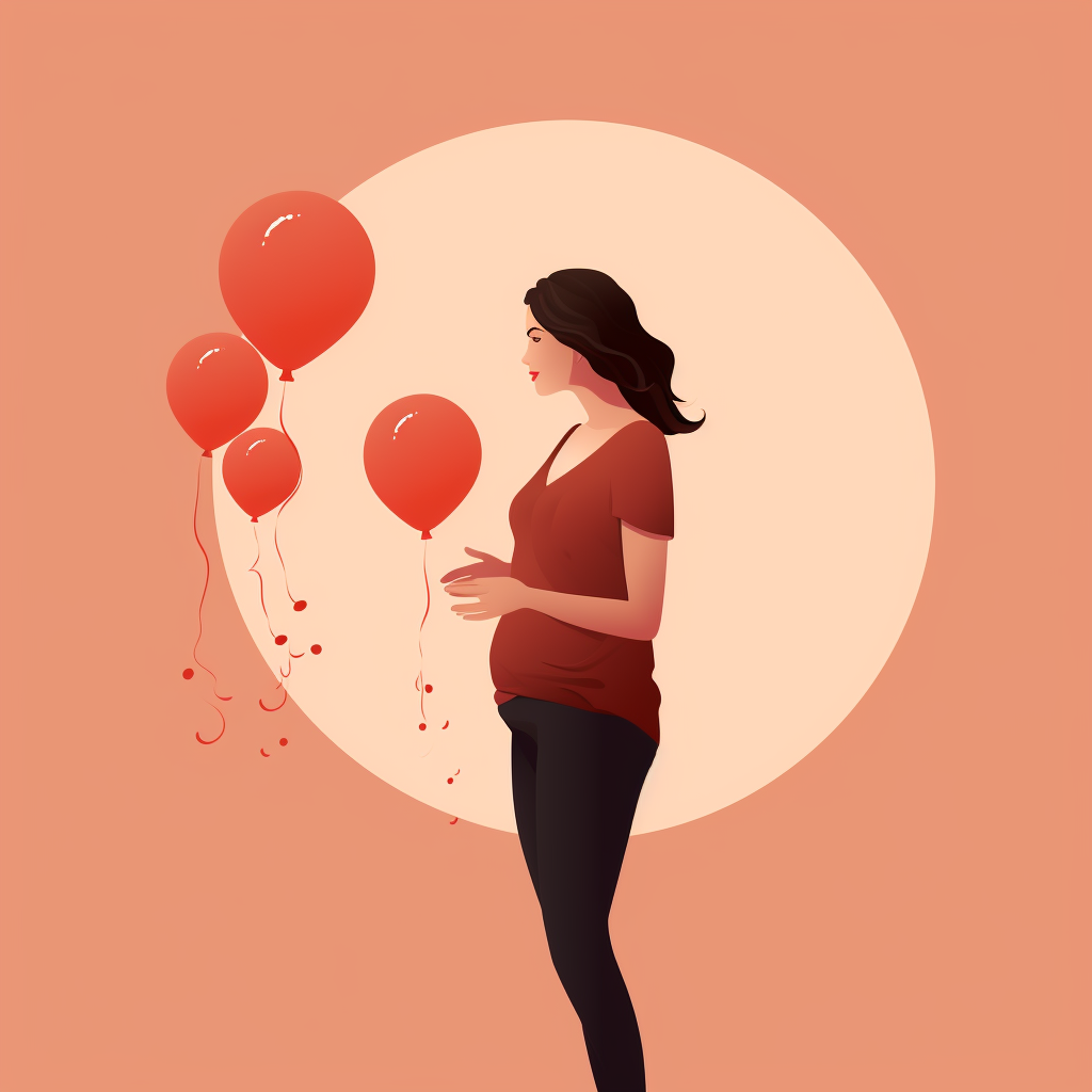 Happy pregnant woman in minimal illustration