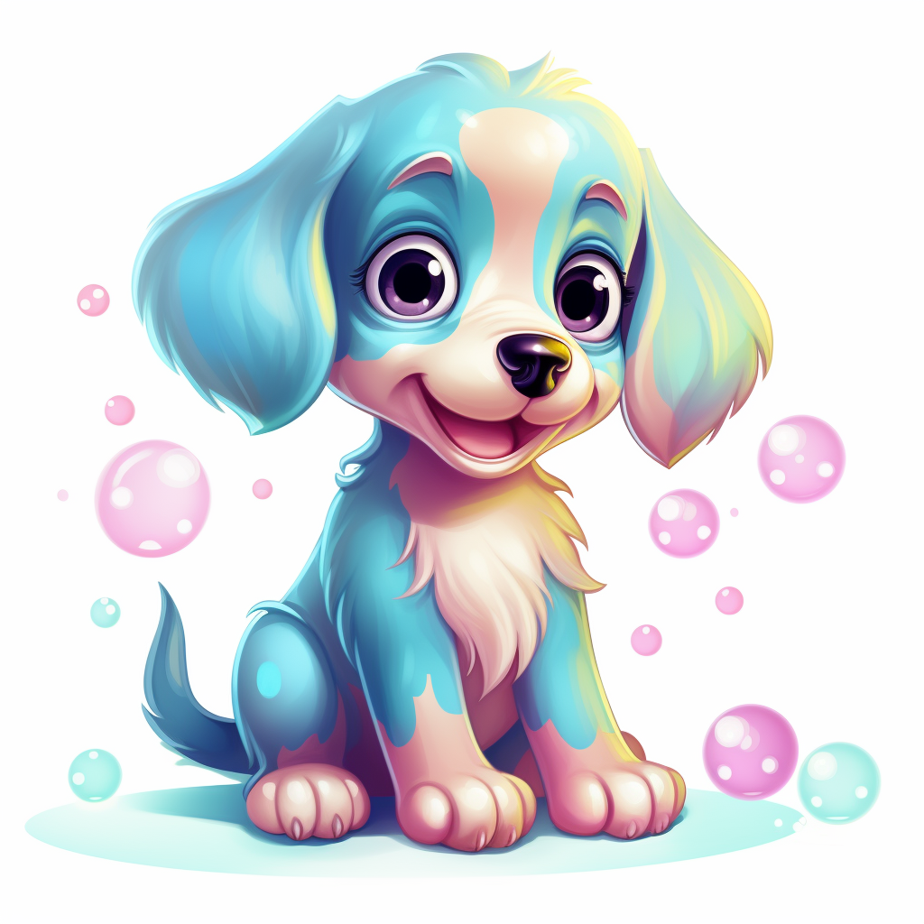 Illustrated cartoon of a happy puppy