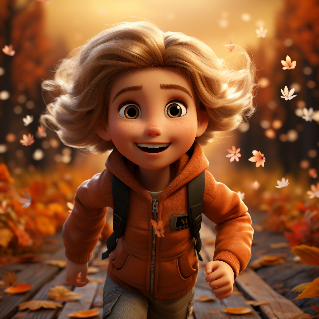 Blonde woman running on road in fall