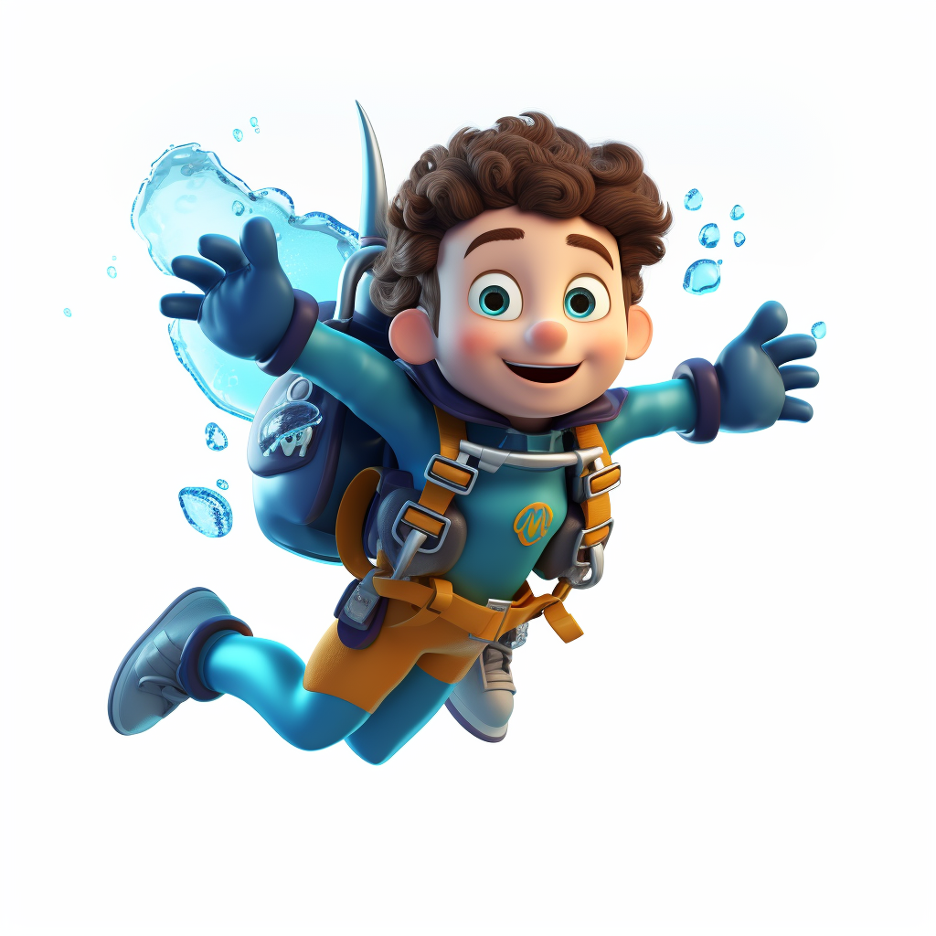 Cute smiling cartoon diver kid