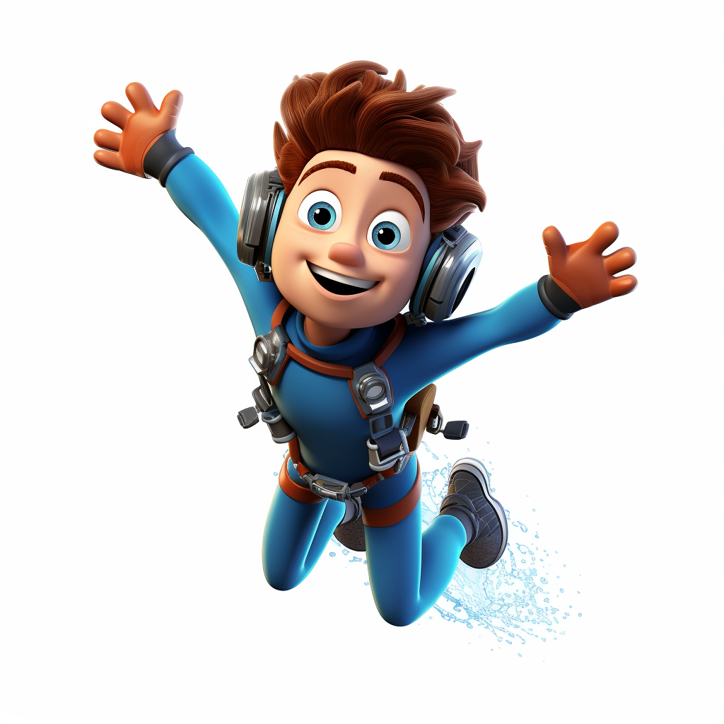 Happy scuba diver cartoon kid