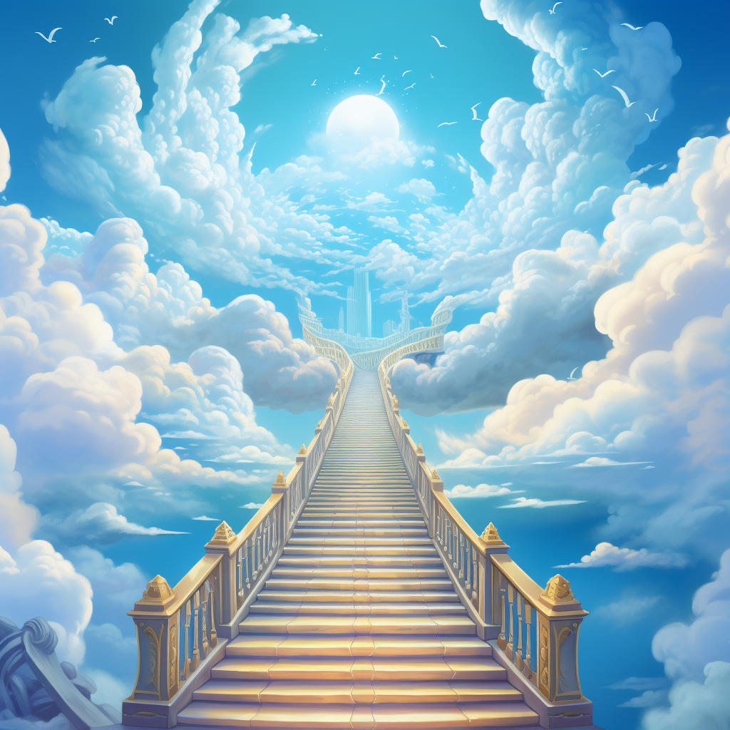 Colorful stairway into a happy sky