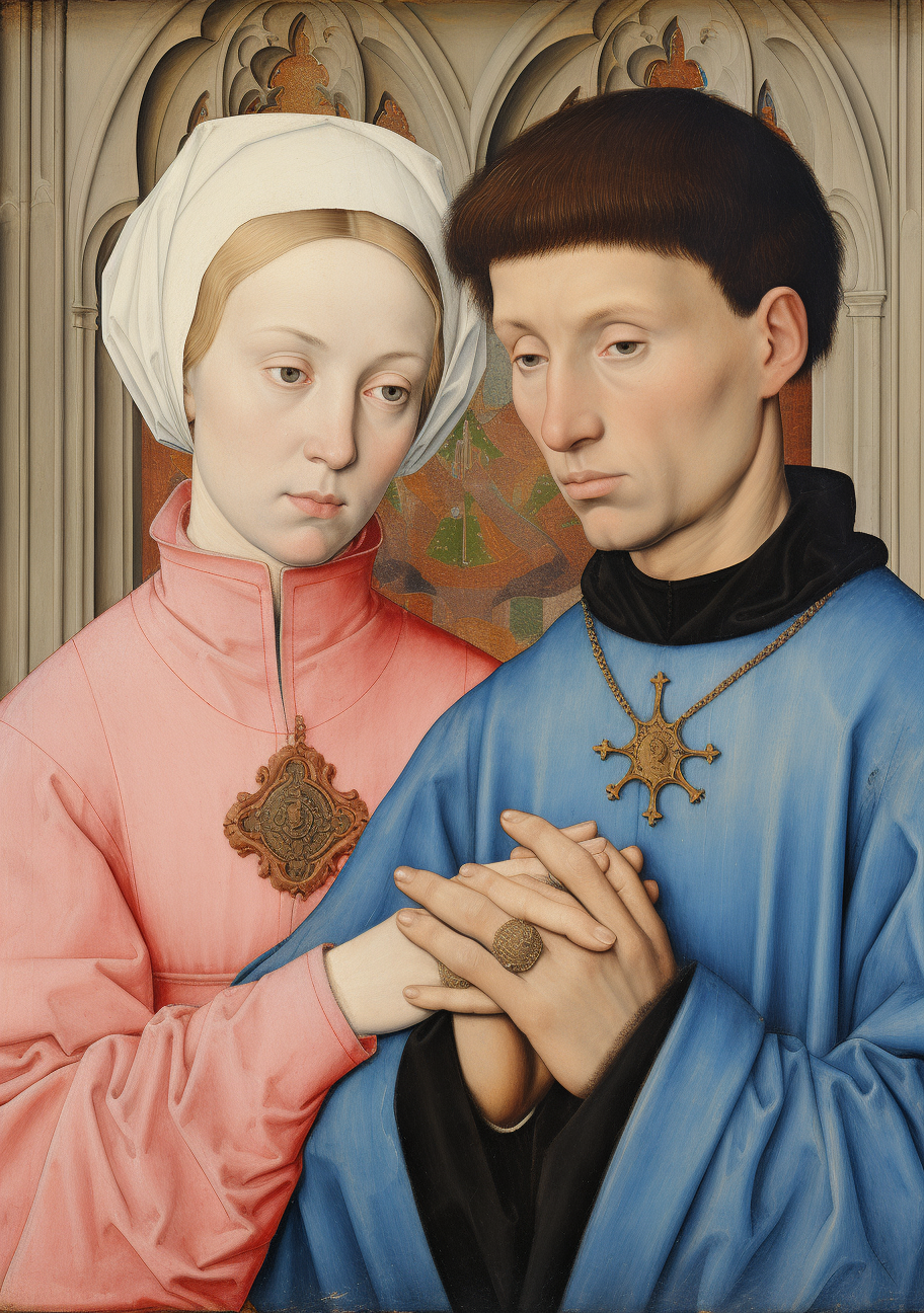 Teenage couple blessing the holy cross