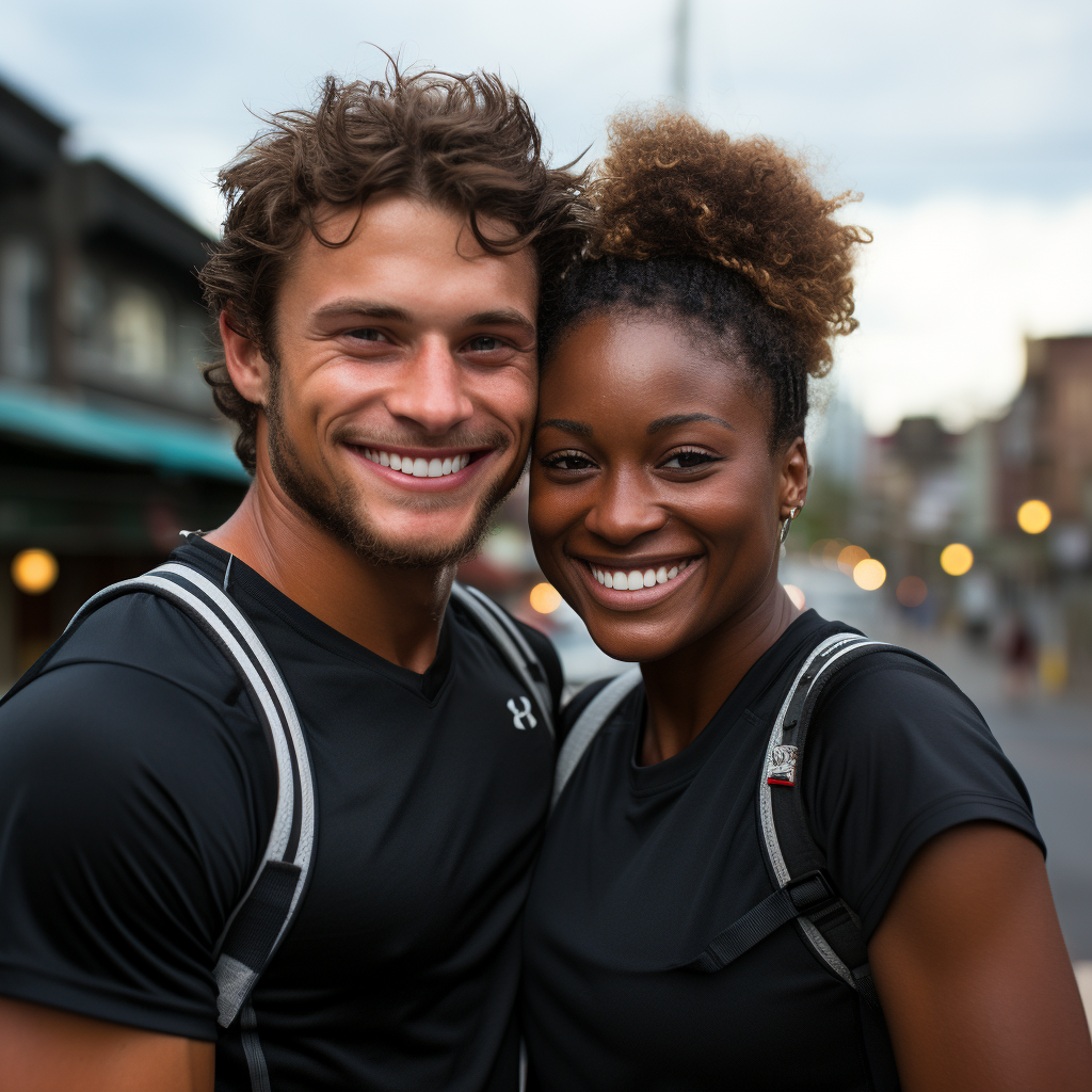 Smiling boy and girl playing tennis