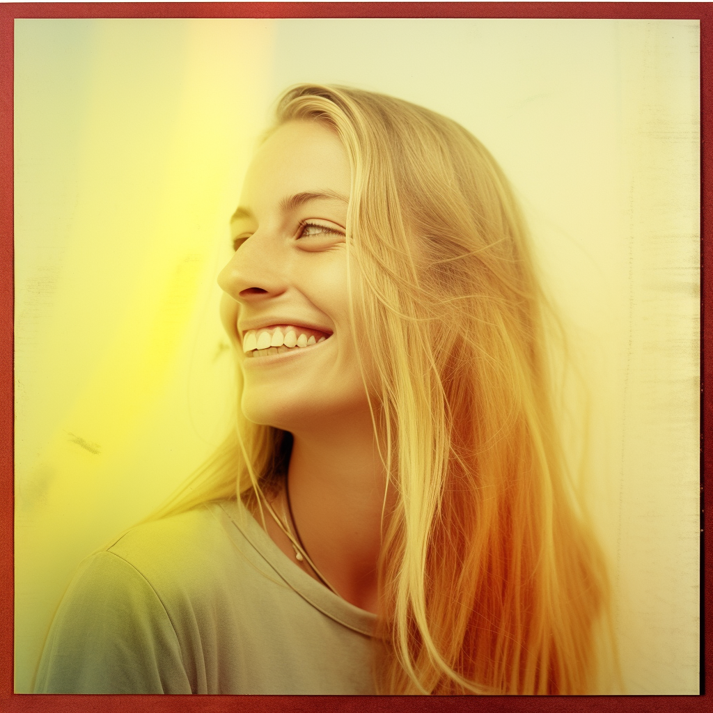 Woman with happy smile in mugshot