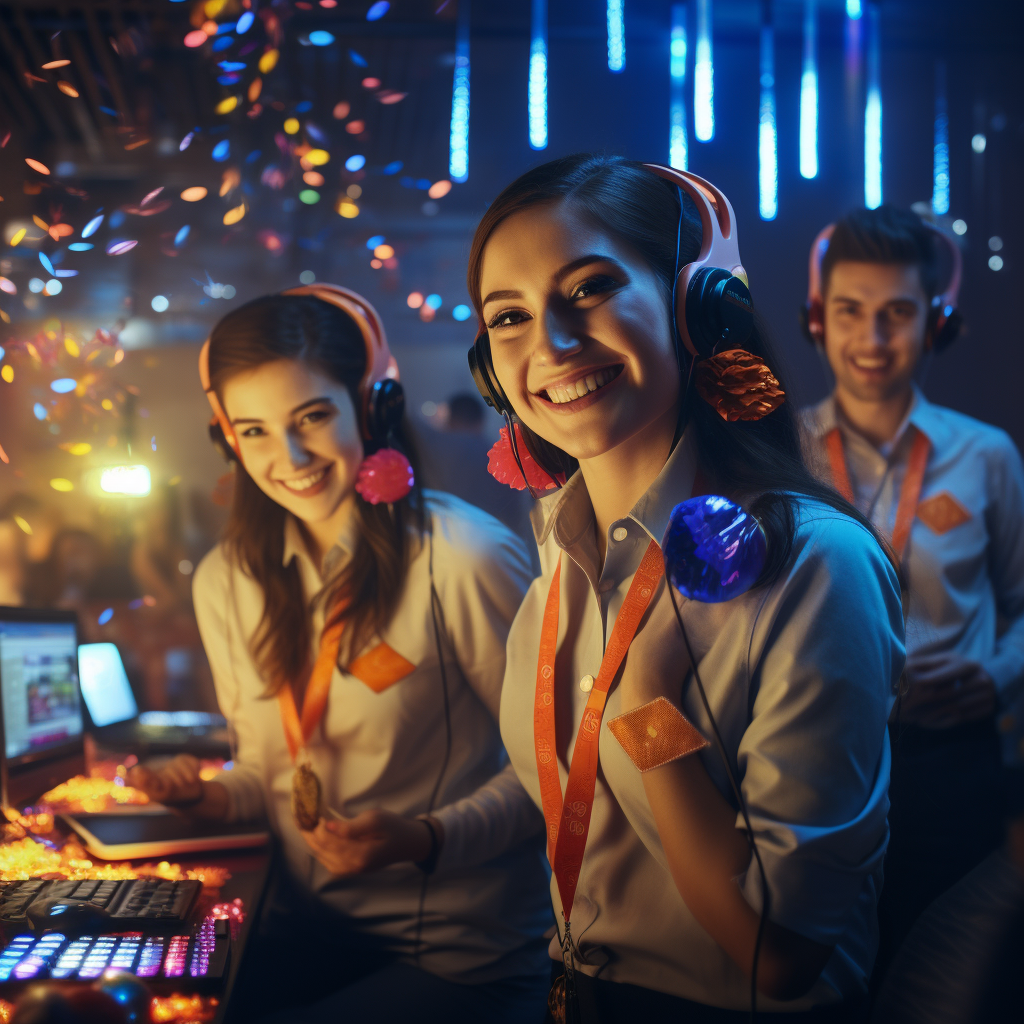 Happy Turkish Call Center Workers with Birthday Cake