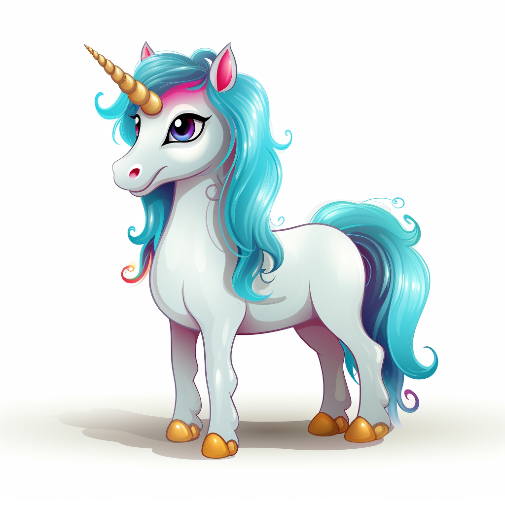 Happy cartoon unicorn on white background