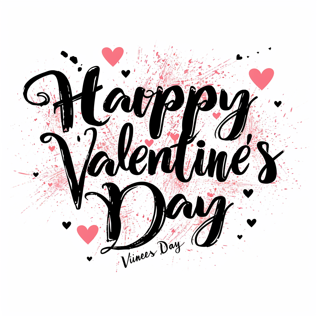 Handwritten calligraphy text for Happy Valentines Day