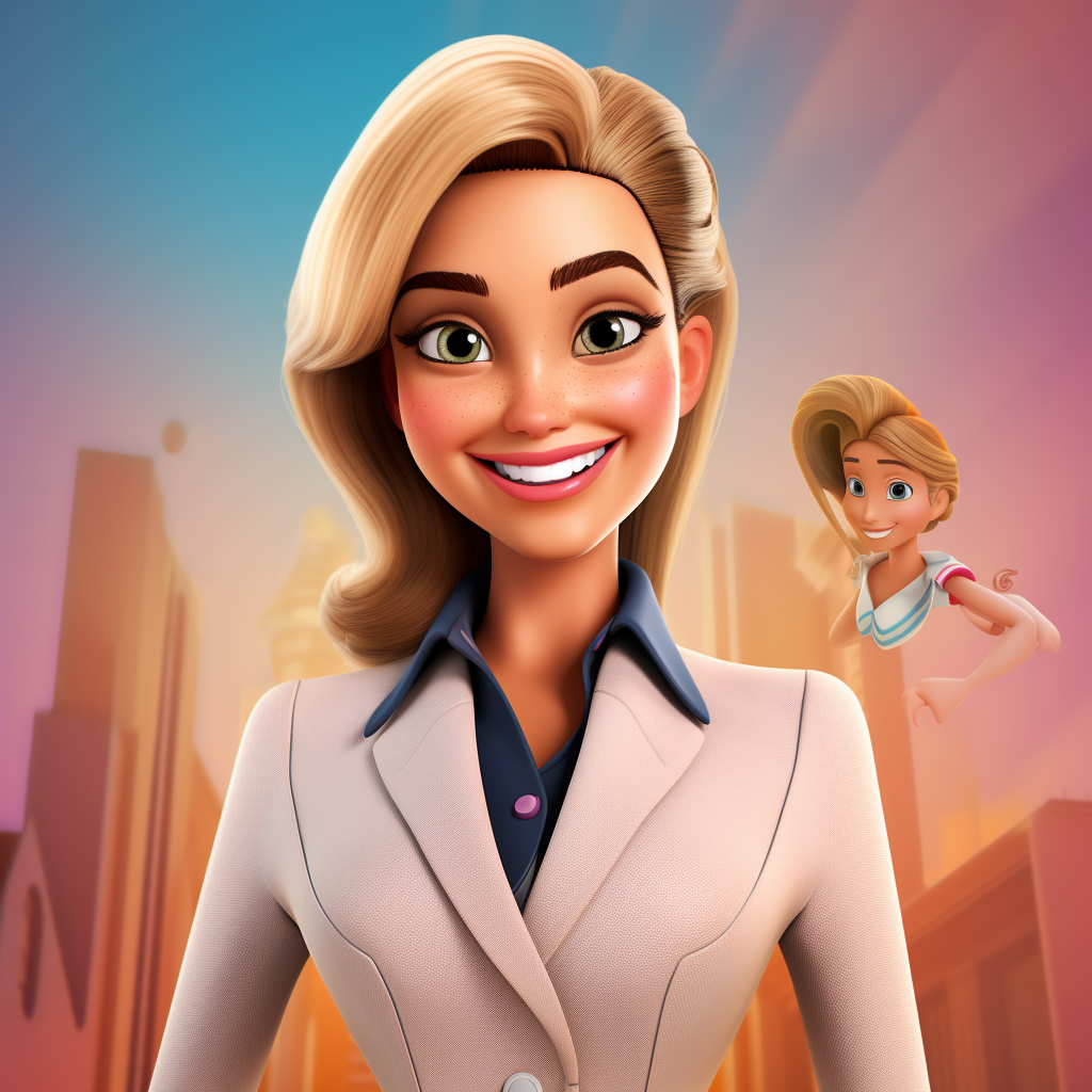 Happy woman in Disney cartoon suit