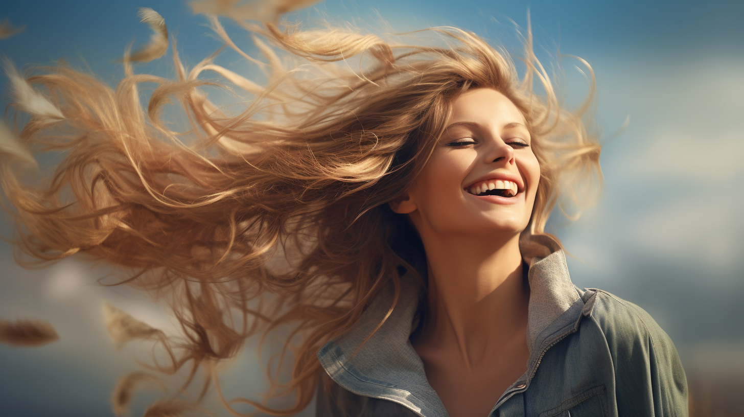 Energetic woman enjoying the breeze