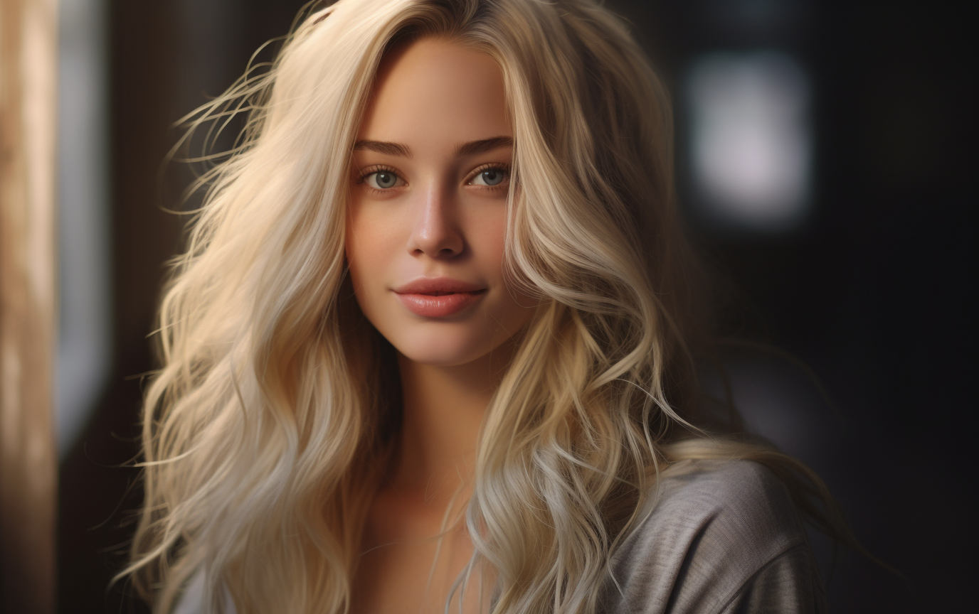 Happy woman with light hair